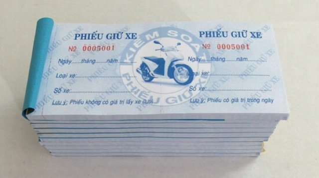 10 Quyển Phiếu giữ xe có số Seri