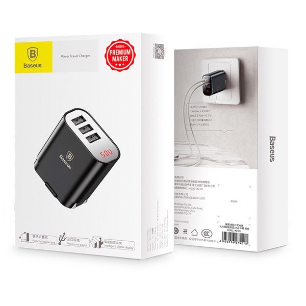 Bộ sạc đa năng Baseus Baseus Mirror Lake 3 cổng sạc ( 3 Ports USB, LED Intelligent Digital Display, 3.4A Fast Charging)