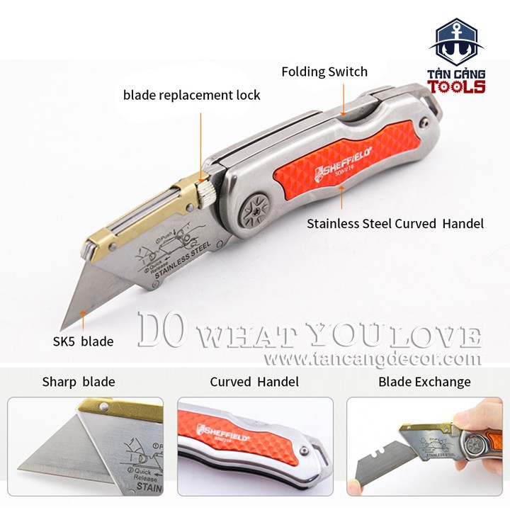Dao rọc cáp Sheffield S067219 kèm 10 lưỡi dao
