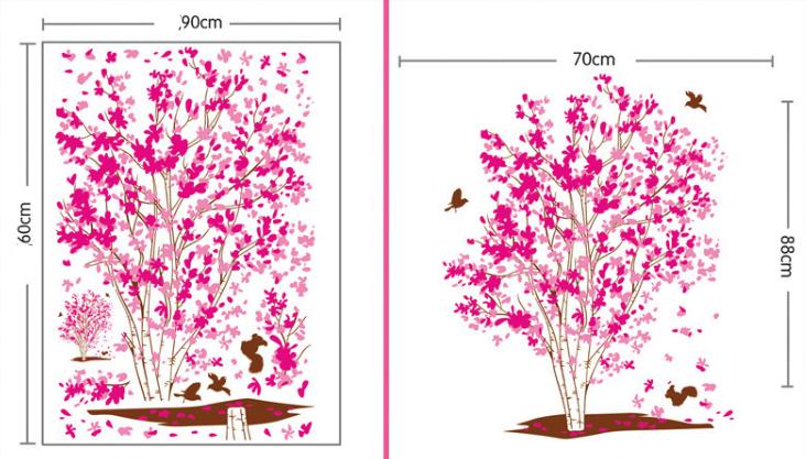 Decal trang trí Cây Hồng cánh sen