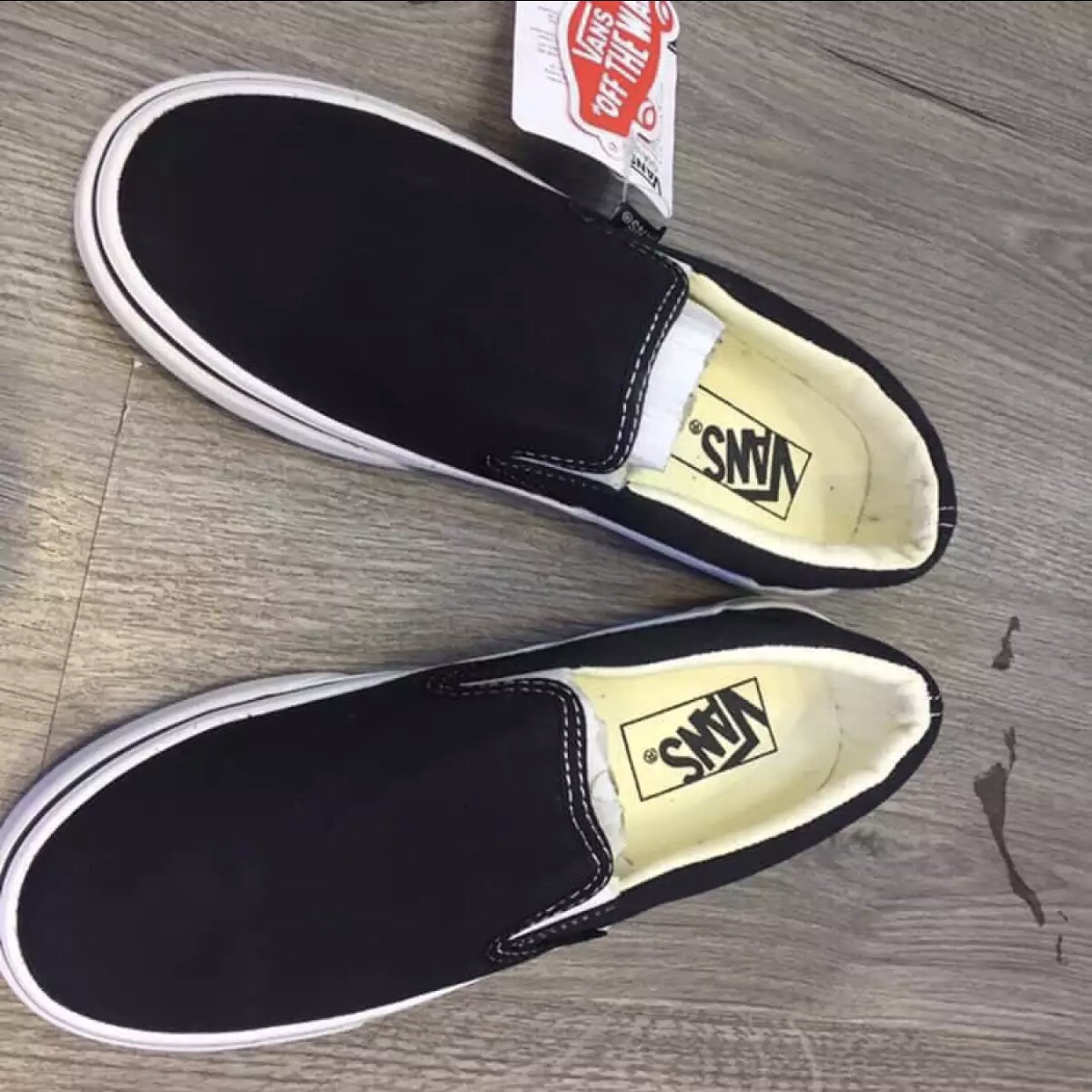 [TẶNG HỘP+BILL] Giày vanz lười slip on đen trắng