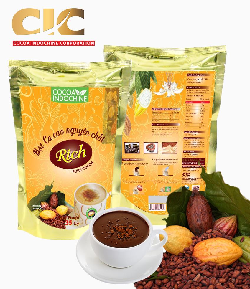 HCM 2 túi Cacao nguyên chất Rich - 2 túi x 300g