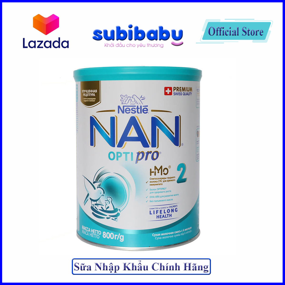 Sữa Nan Nga 800g số 1, 2, 3, 4