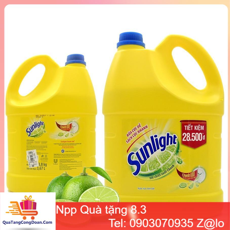 Nước rửa chén Sunlight Chanh 100 can 3,8kg Quà Tặng Doanh Nghiệp Tiến Dũng