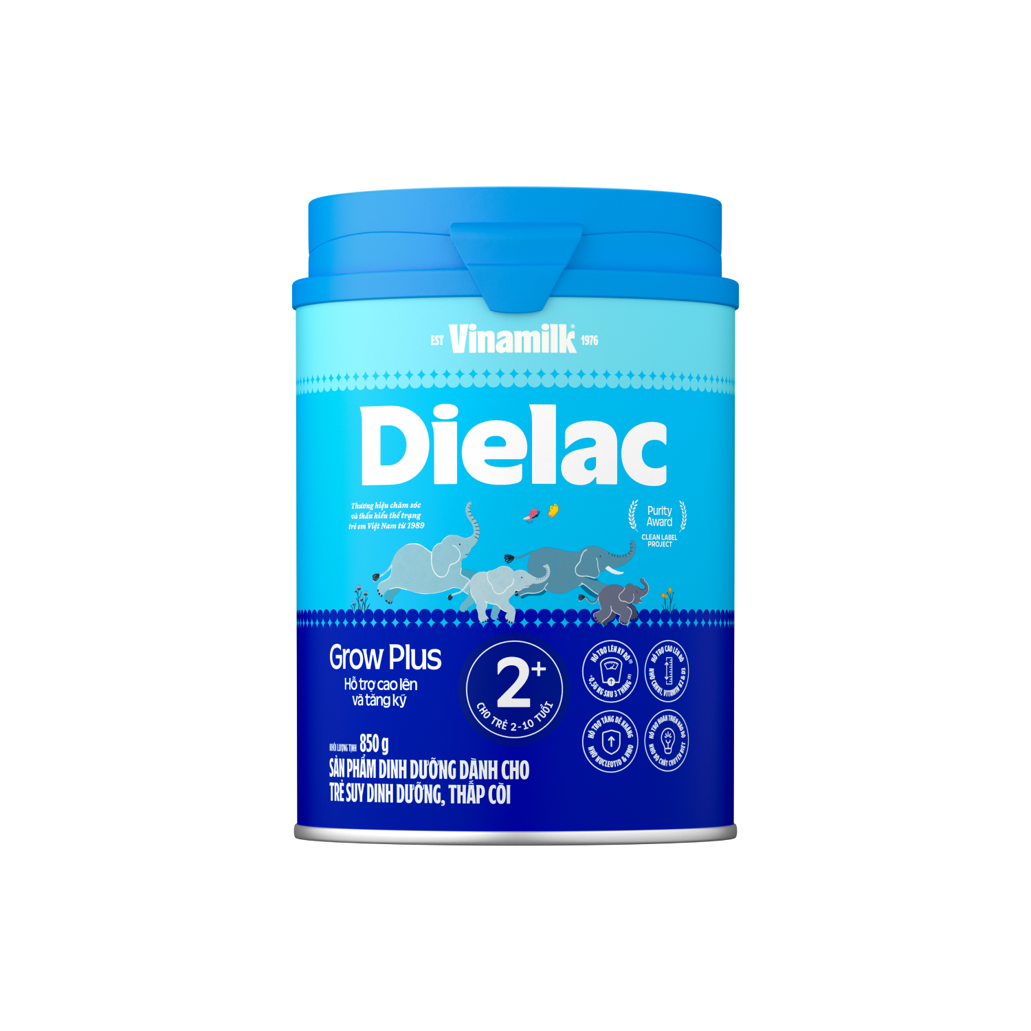 Sữa Bột Dielac Grow Plus 2+ HT 850g (Sữa Non) (Cho Trẻ Từ 2 - 10 Tuổi)