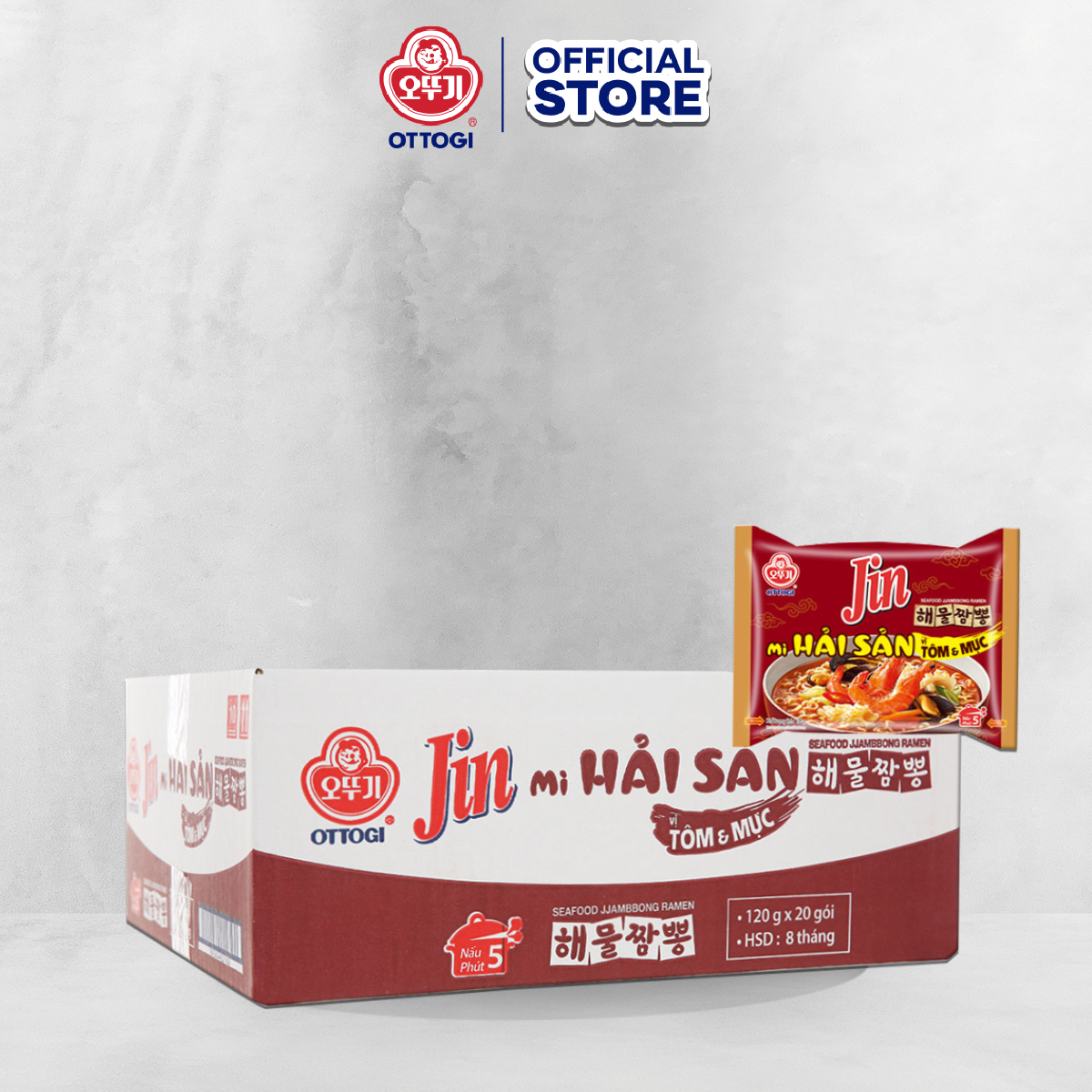 [Thùng 20 gói] Mì Jin hải sản tôm & mực 120gx20