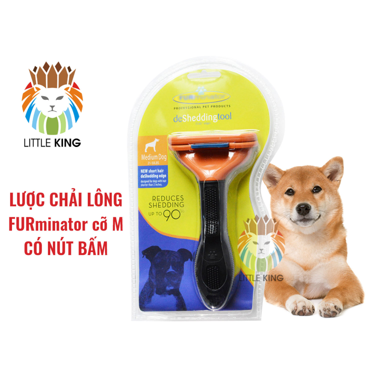 Lược chải lông Fur-minator có nút bấm cho chó cỡ tr ng từ 9