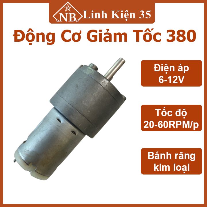 Động cơ giảm tốc 380 bánh răng kim loại 6-12v 20-60rpm/phút
