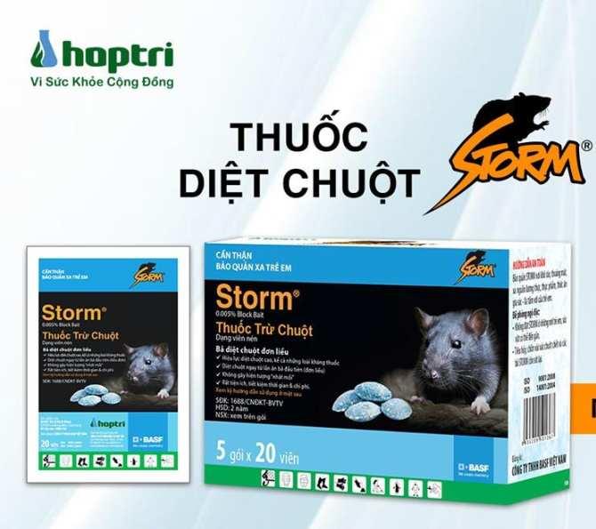 Hộp 5 gói thuốc diệt chuột storm 20 viên