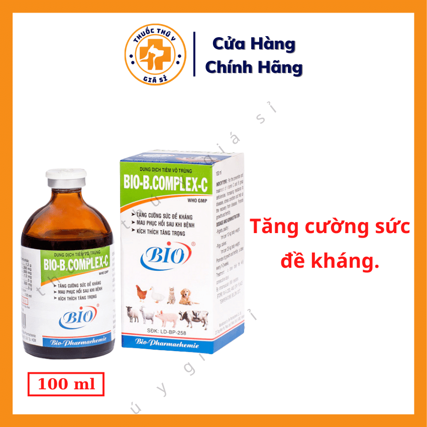 "Hoàn tiền đến 10%" Bio Bcomplex C 100ml - Tăng Cường Sức Đề Kháng, Mau Phục Hồi Sau Bệnh, Kích Thích Tăng Trọng - Thú Y Giá Sỉ
