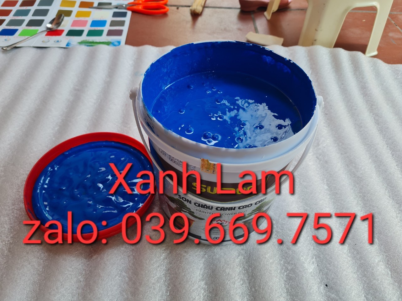 [ Lon 4kg] Sơn màu XANH LAM hệ bóng ngoại thất