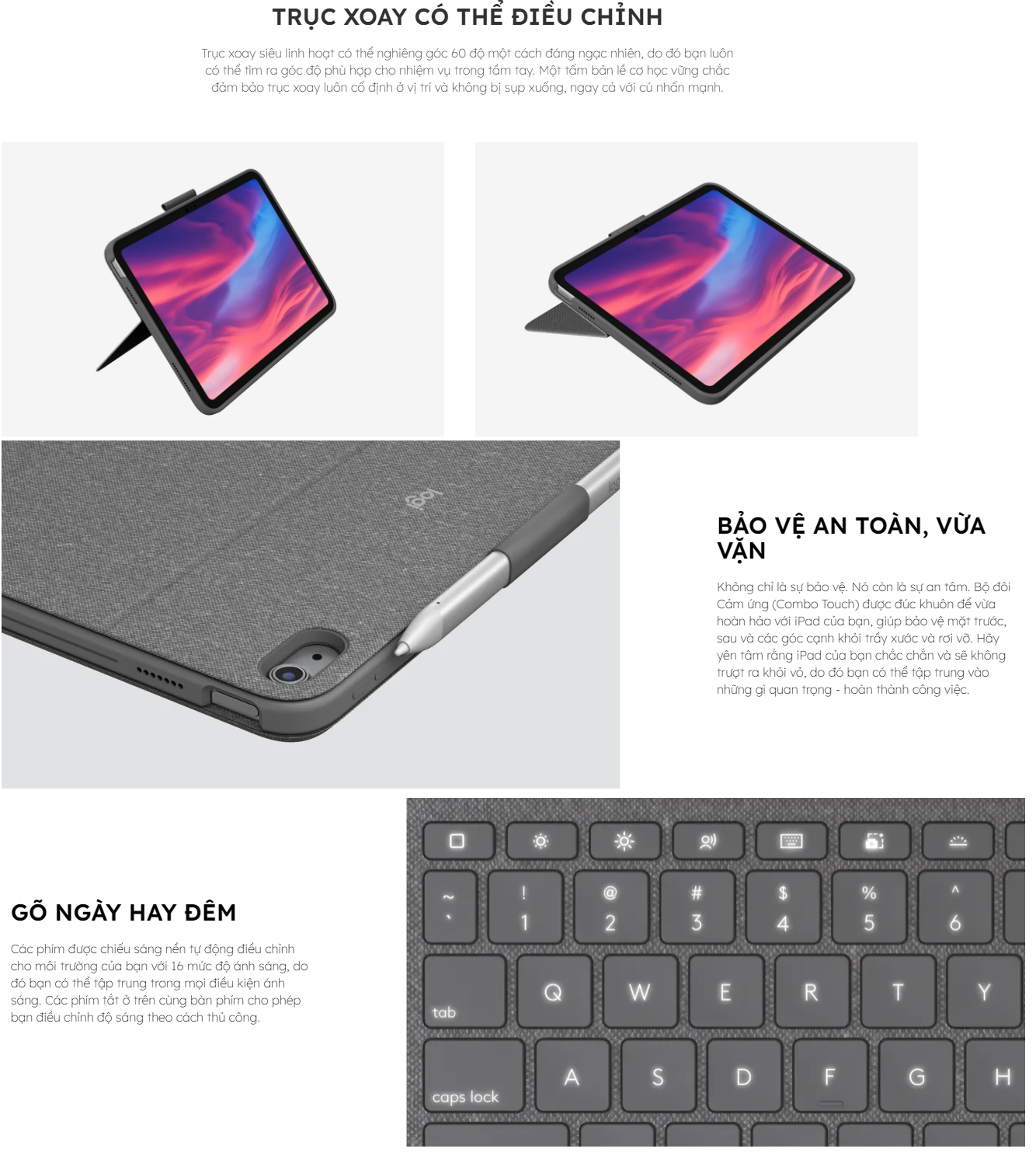 Logitech keyboard leather cover combo touch iPad 7 / iPad 8 / iPad 9-with mouse pad, detachable keyboard, 4 modes