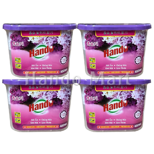 Combo 4 hộp hút ẩm hando khử mùi nấm mốc hương lavender 450ml