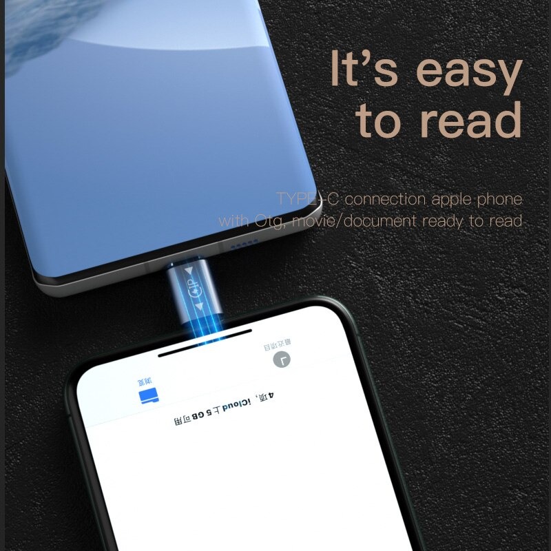 Lightning Type C Adapter, otg connect microphone charging cable for iPhone Android