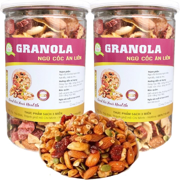 COMBO 2 HŨ Ngũ cốc granola KHÔNG YẾN MẠCH loại siêu hạt giúp ăn kiêng giảm