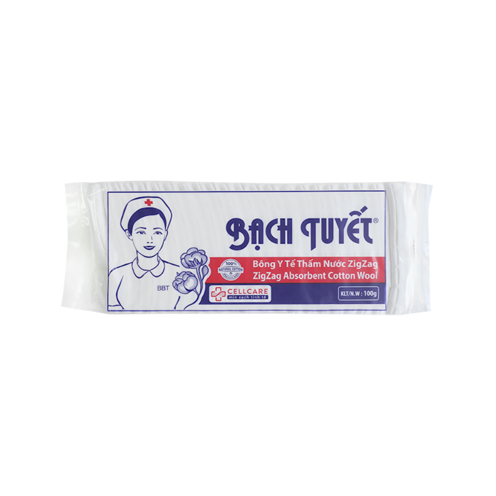 Bông y tế thấm nước zigzag Bạch Tuyết (100g)