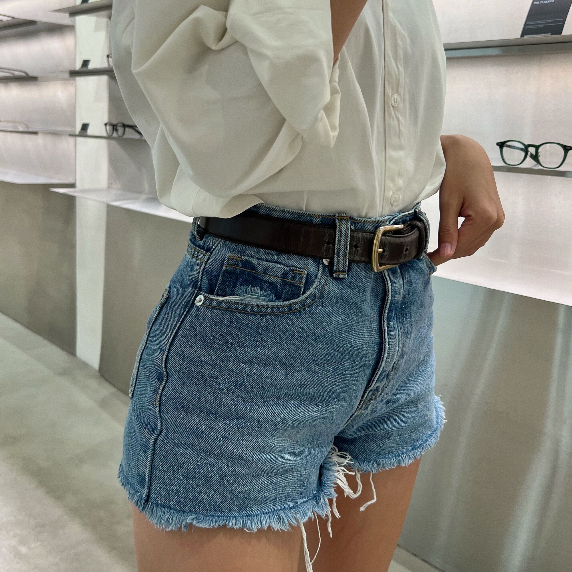 [DELPHINE]_Quần short jeans trơn.