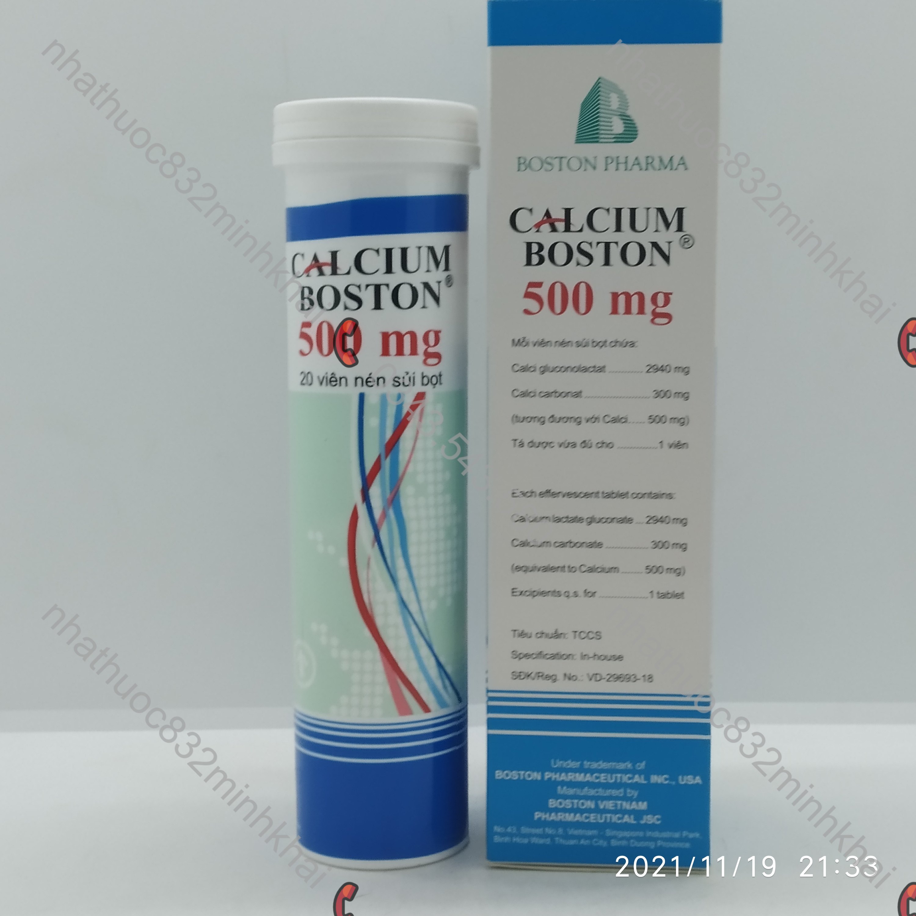 CALCIUM BOSTON 500mg tuýp 20 viên