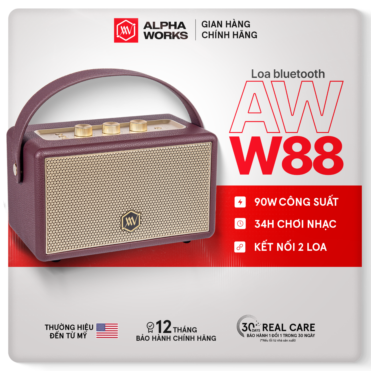 Loa Bluetooth Alpha Works W88 - Hàng Chính hãng