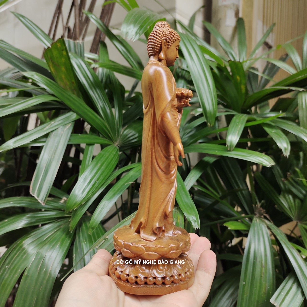 Tượng phật A Di Đà gỗ bách xanh cao 20 cm