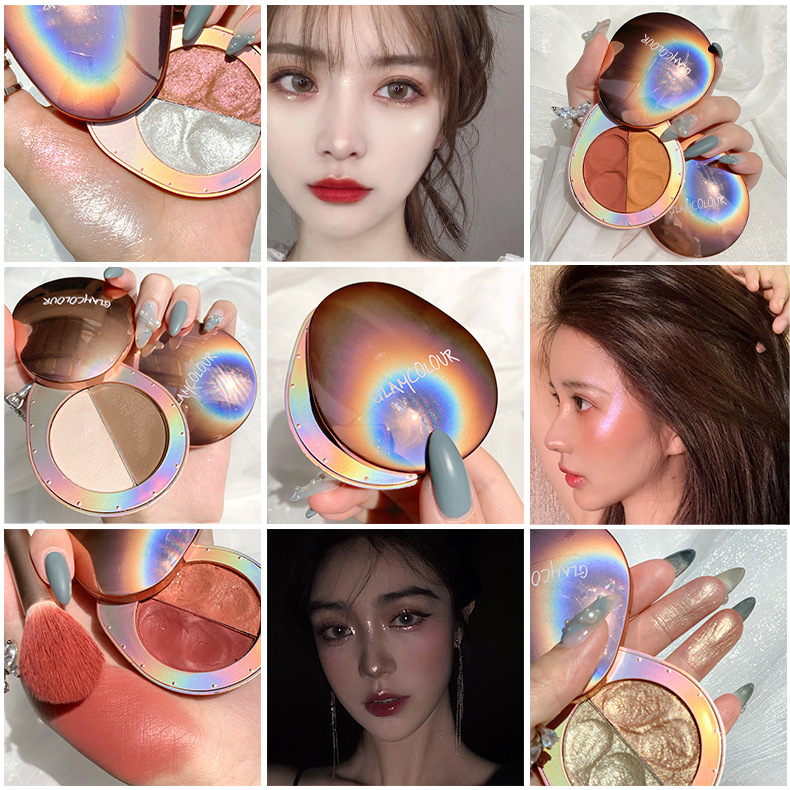 Phấn Má Nhũ Kiêm Phấn Bắt Sáng 2in1 GlamColour Vỏ Sò