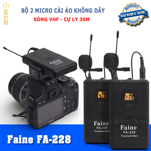 Faine FA-228 K2 - Cặp Micro Không Dây UHF Cho Máy Ảnh, Điện Thoại, PC, Laptop