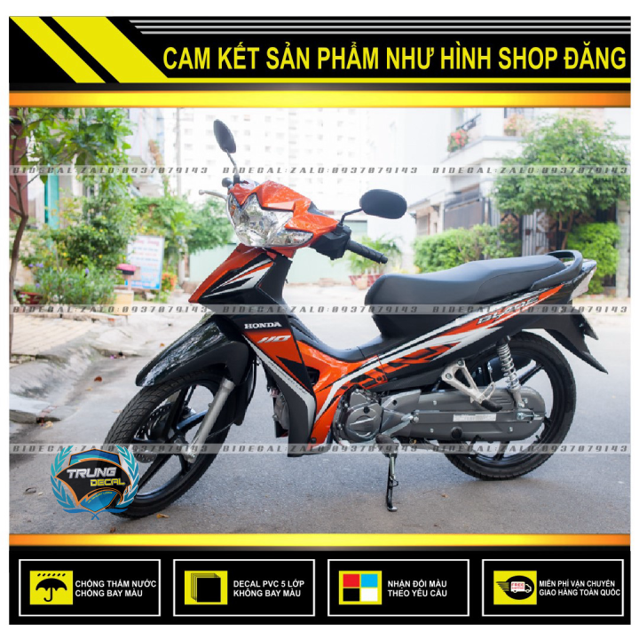 Tem rời wave blade 110 chế mẫu zin cam đen