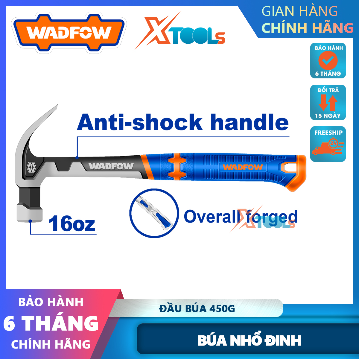 Fredfow whm8316 450g claw hammer tip 16oz/450g carbon steel 45-forged heat treatment steel bar for glass fiber resin handle-Original