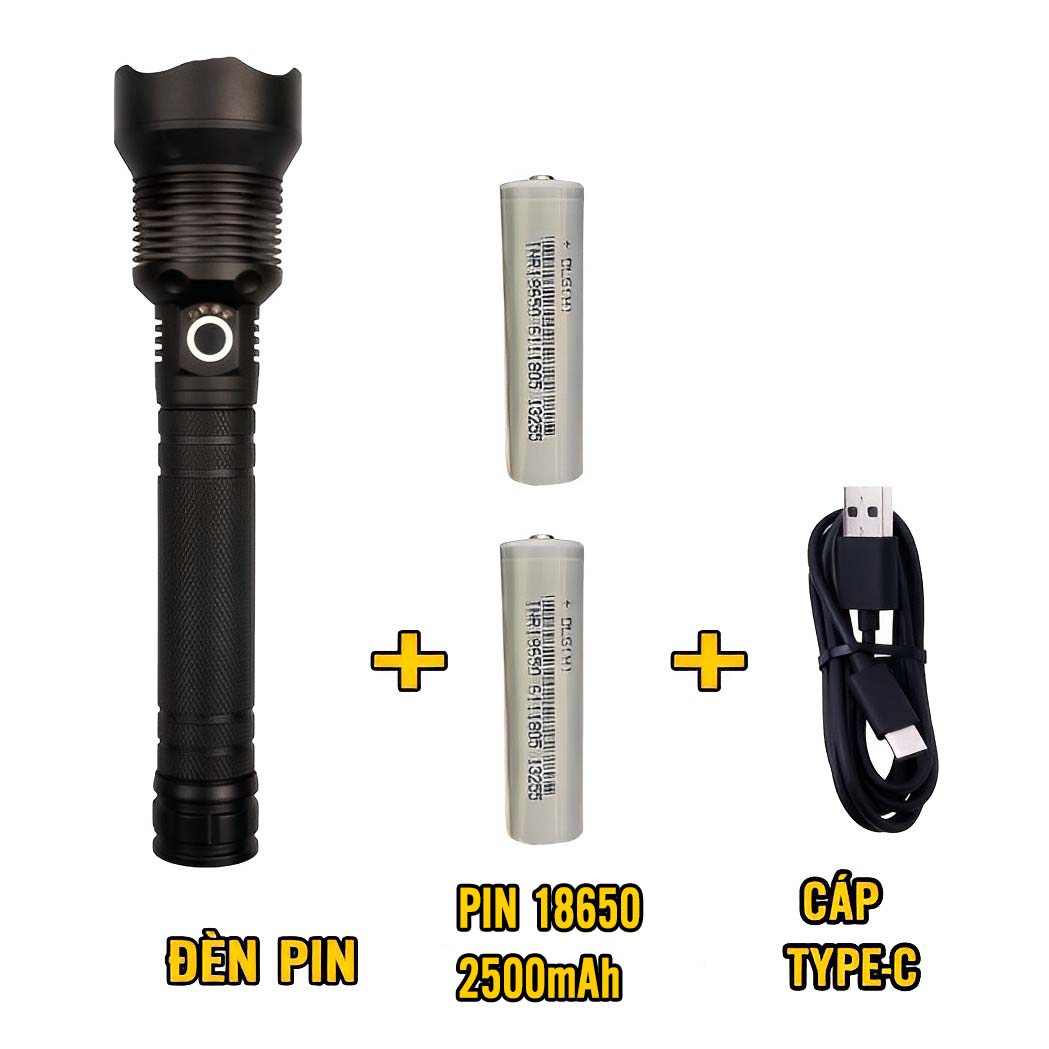 Đèn pin Siêu Sáng XHP70 pin Trâu cáp Type-C ( chuẩn loại 1 )