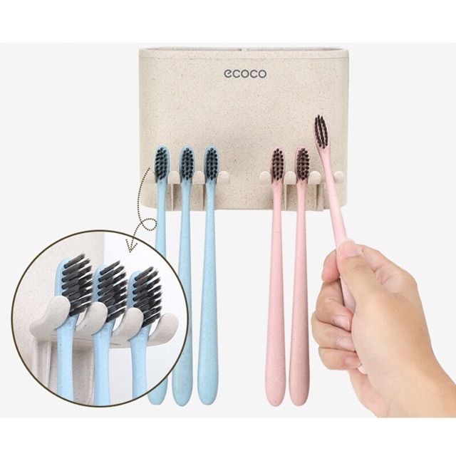 Kệ cắm bàn chải để đồ kèm 2 cốc ECOCO cao cấp 1701
