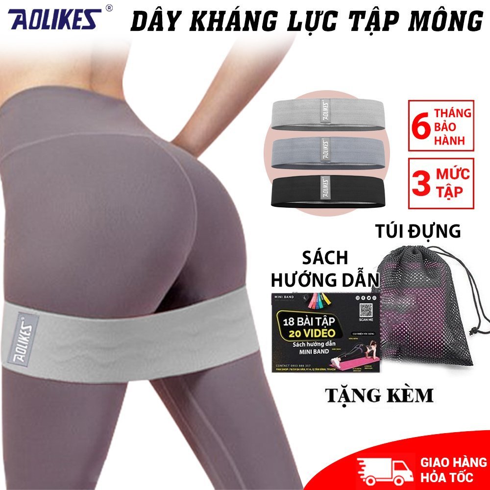 Dây kháng lực, dây mini band tập gym tập cơ mông đùi chân Aolikes AL3605