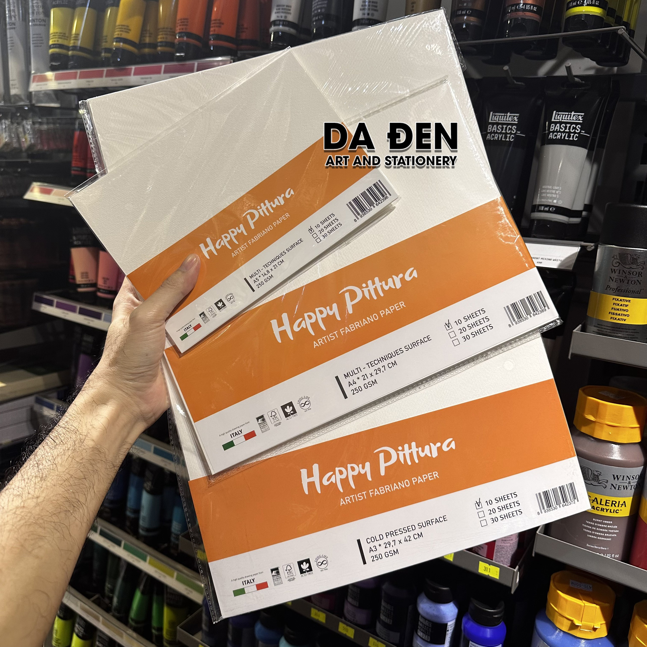 [DA ĐEN] Giấy Vẽ Màu Nước Happy Pittura 250gsm