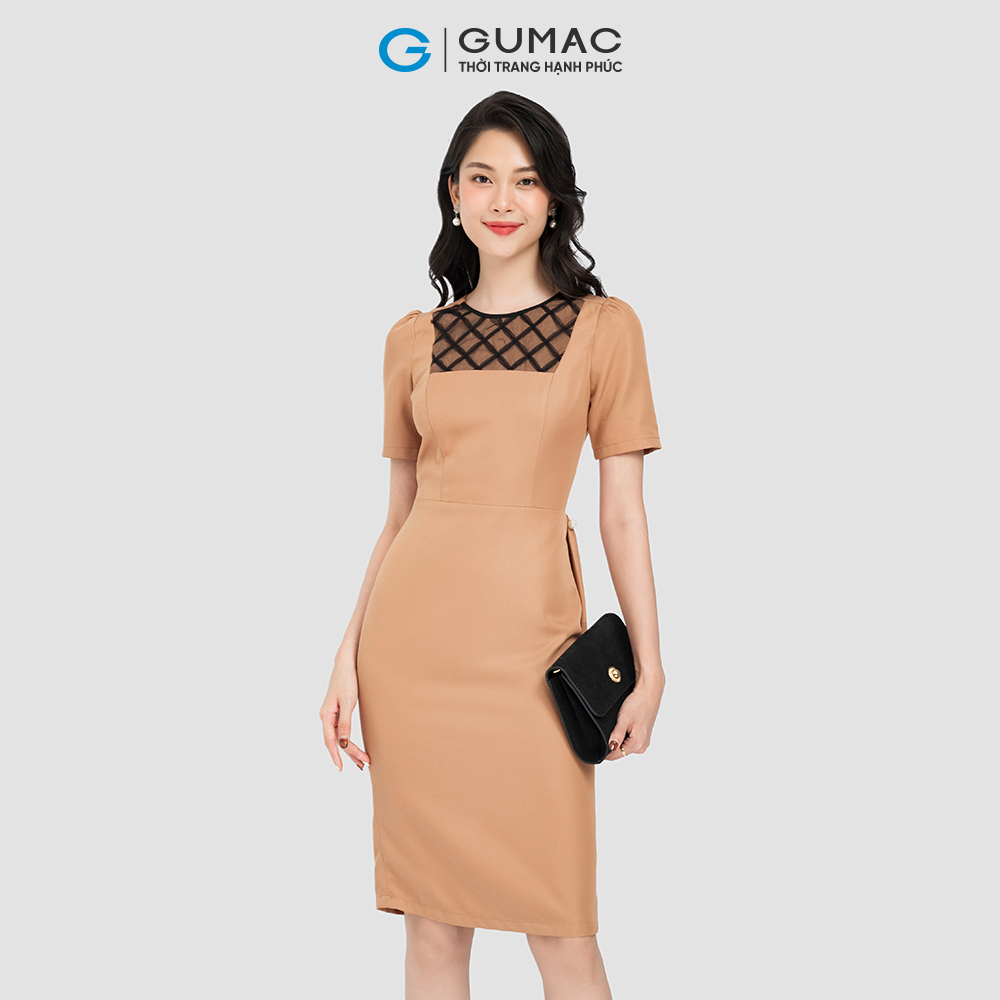 Đầm body GUMAC, đầm body phối nơ bên eo LD0815