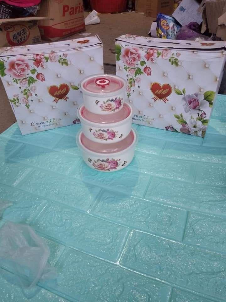 Bộ 3 bát sứ hút chân không