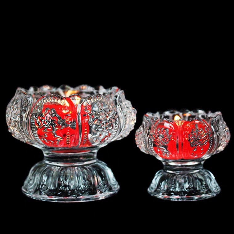Ly thủy tinh giá đỡ nến đèn cầy bàn thờ phật tổ tiên (đồ thờ cúng trang trí phong thủy văn phòng phẩm thanh phong shop3