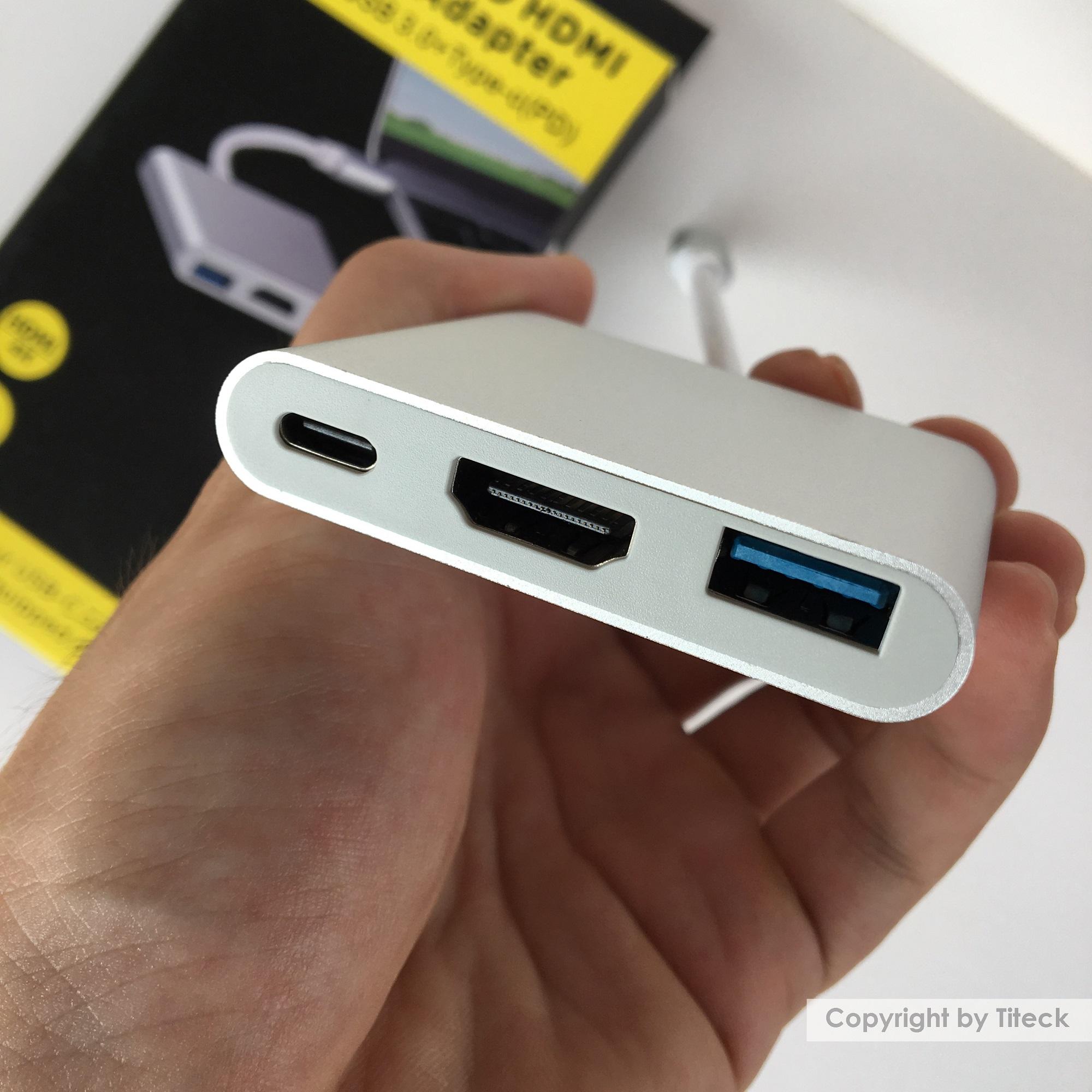 Cáp chuyển USB Type C to HDMI 4K + USB 3.0 + USB C