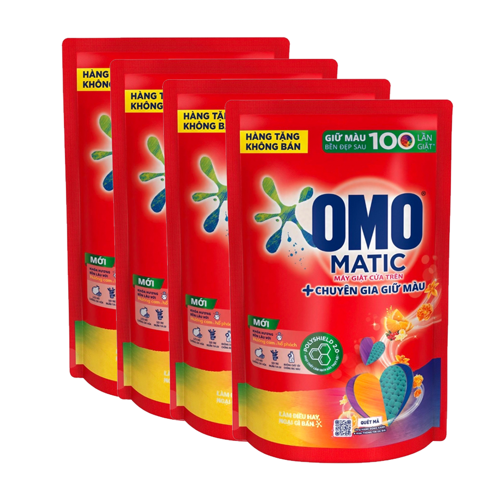 Combo 4 Túi nước giặt OMO Matic chuyên dụng cửa trên chuyên gia giữ màu 350g
