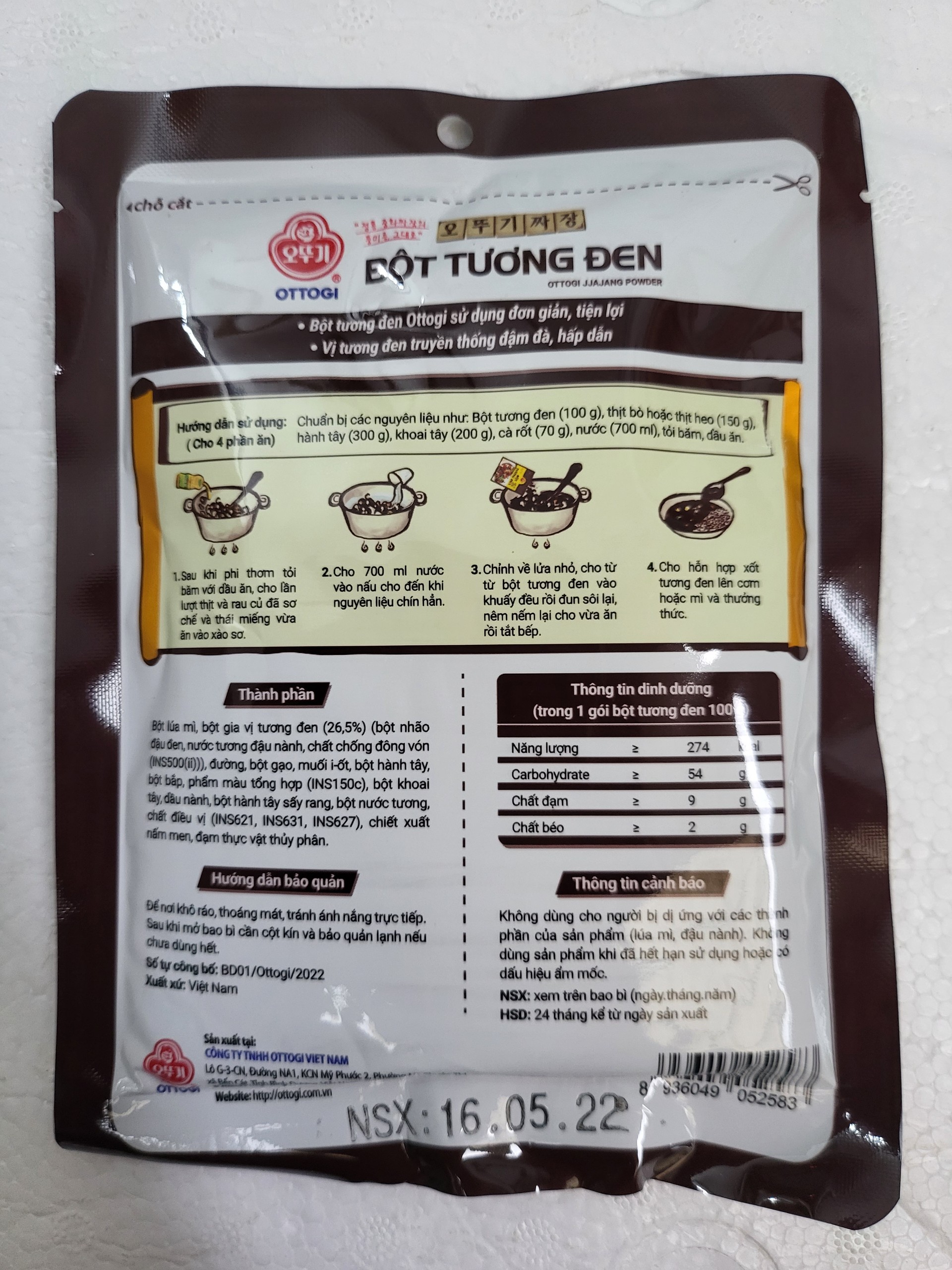 [Gói 100g - VN] BỘT TƯƠNG ĐEN OTTOGI Jjajang Powder