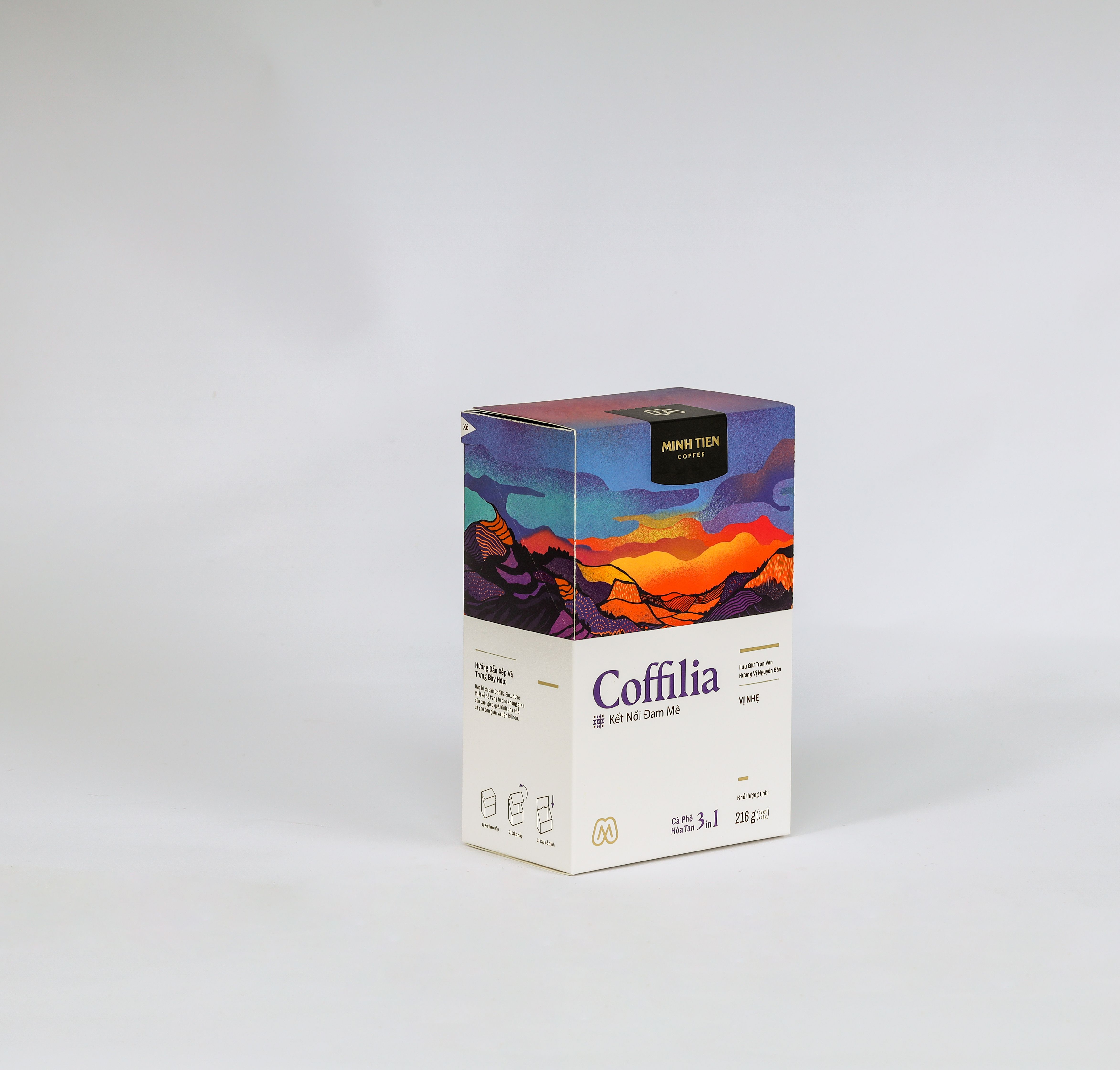 Cà phê hòa tan Coffilia  3in1 - Vị nhẹ 216g ( 18gx12 gói)