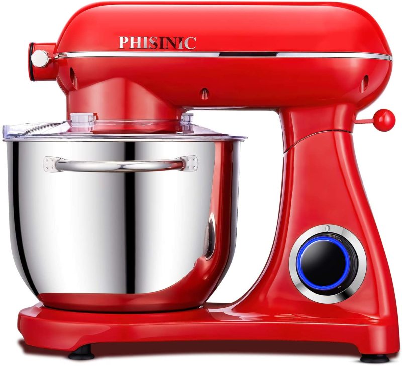Giá bán (Hàng xuất Mỹ, UK) Máy nhào bột Phisinic 6L 1800W - Thân hợp kim nhôm không phải nhựa, 100% thố inox chạy êm - Máy nhào bột đánh trứng trộn salad tiêu chuẩn Châu Âu - PHISINIC Household Stand Mixers- BH 1 năm