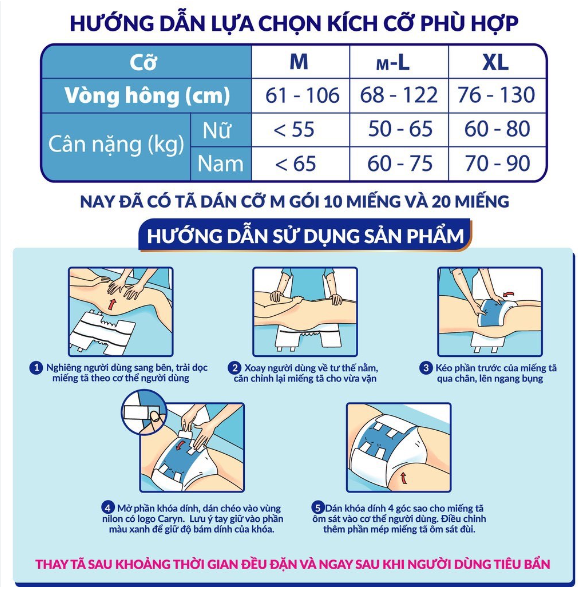 Tã Dán Người Già Caryn size M/L/XL