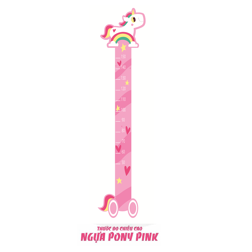 THƯỚC ĐO CHIỀU CAO PONY PINK - Decal dan tường trẻ em - THUTHAODECOR