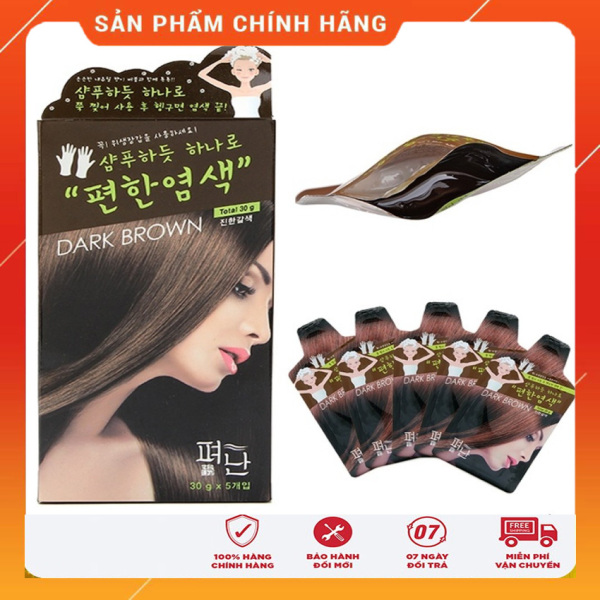 [HCM]Hộp 5 gói Nhuộm tóc thảo dược PYEONAN Hàn Quốc [ CHÍNH HÃNG ] ( GIÁ SỈ) - màu nâu gội nhuộm khô lên màu tự nhiên không làm khô tóc giữ tóc chắc khỏe