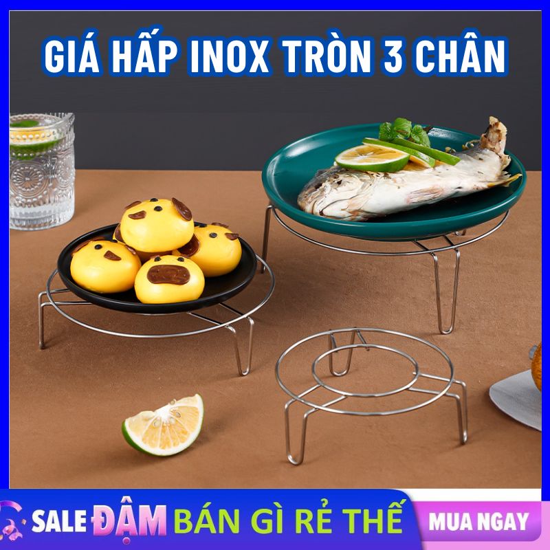 Giá hấp inox tròn 4 chân hấp bánh bao, đồ ăn đa năng - khay, xửng, vỉ hấp rế hấp và lót nồi inox - dụng cụ nhà bếp đa năng , để kê nồi inox