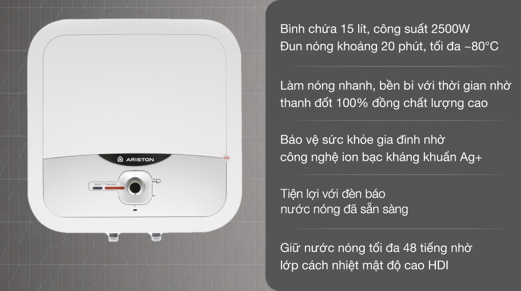 Máy nước nóng Ariston 15 lít AN2 15 RS 2.5 FE (Giá áp dụng giao tại HN, HCM& các tỉnh liên hệ shop)