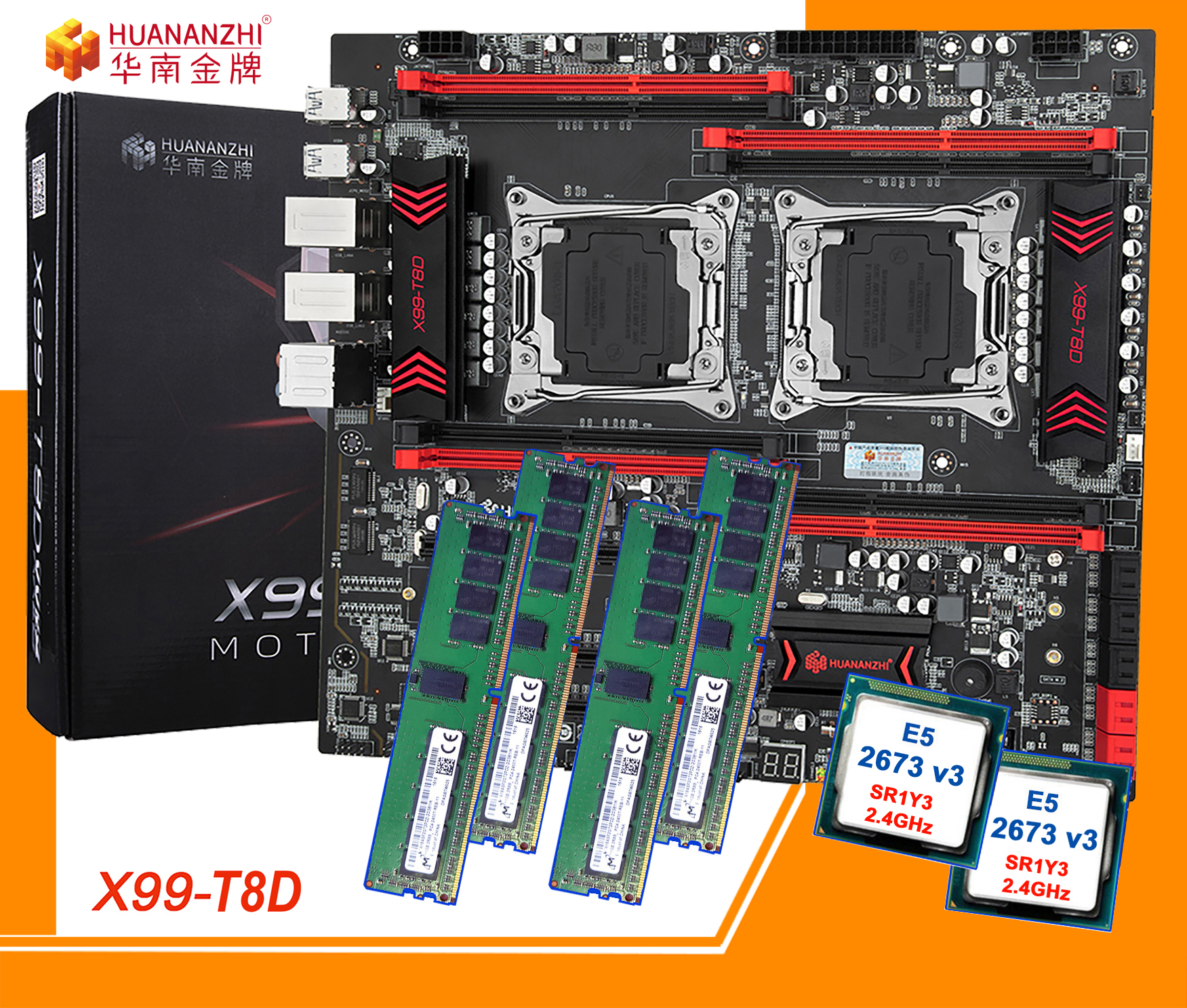 Combo Main Huananzhi X99-T8D + Dual Xeon E5 V3 + Ram DDR3 REG ECC. Chuyên GAME - ĐỒ HỌA - GIẢ LẬP - RENDER. BH: 12 tháng