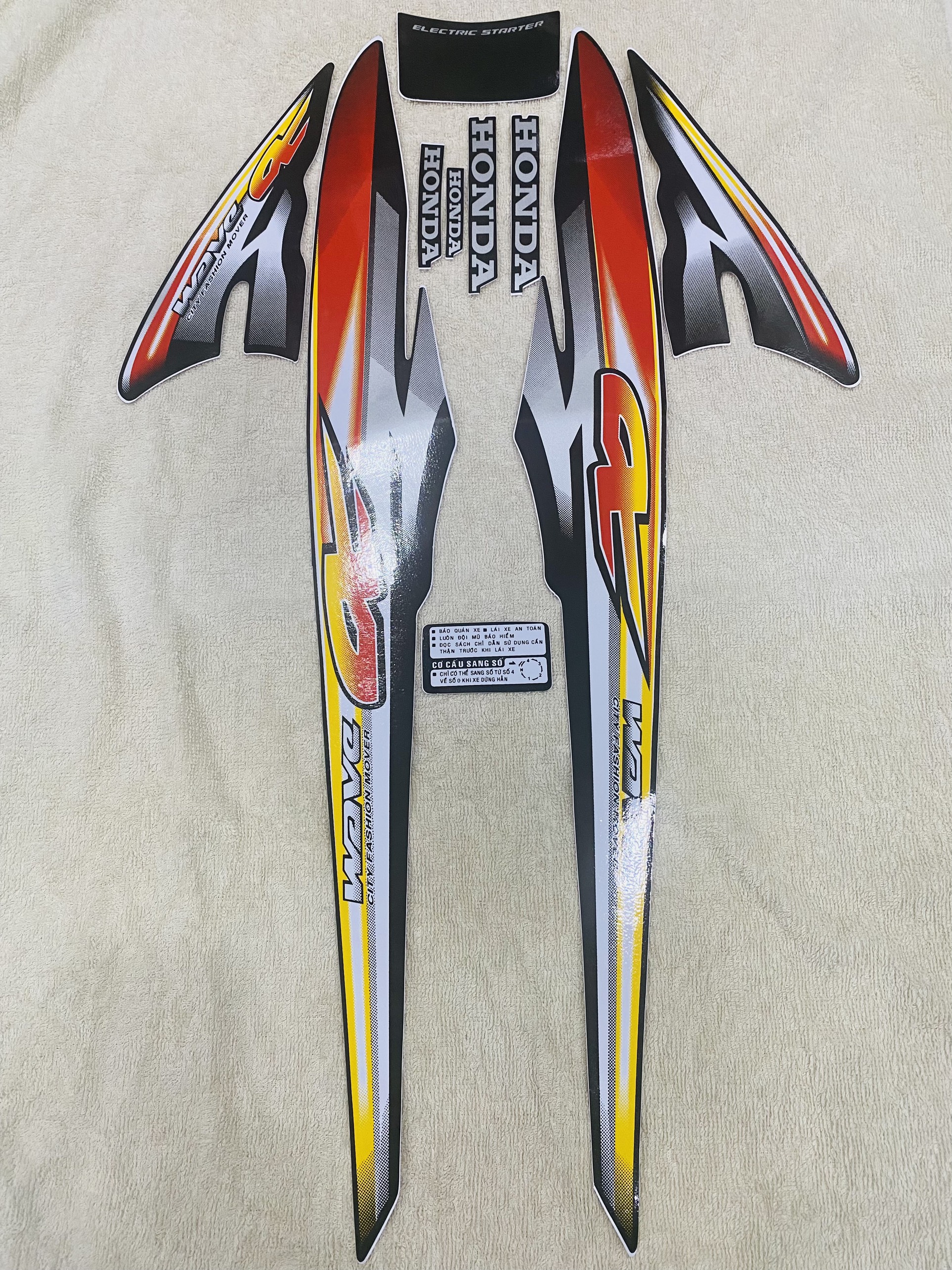 Bộ tem decal dán xe máy honda wave alpha wave a wave anpha đời 2009 màu đen siêu đẹp