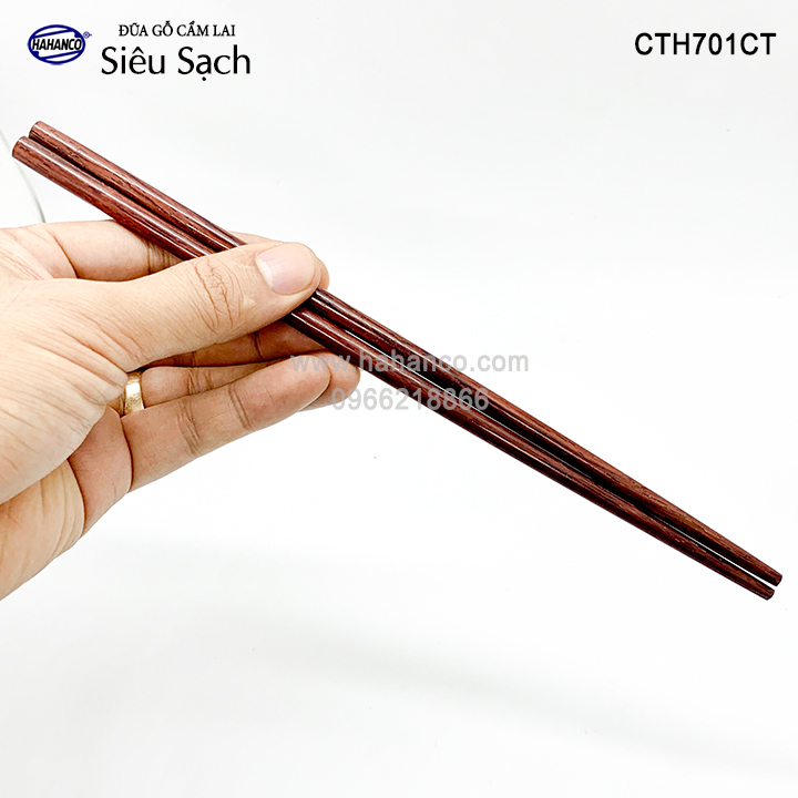 Đũa tròn gỗ Cẩm Lai Siêu sạch (10 đôi) gỗ tự nhiên vân đẹp /Chopstick of HAHANCO (CTH701CT)