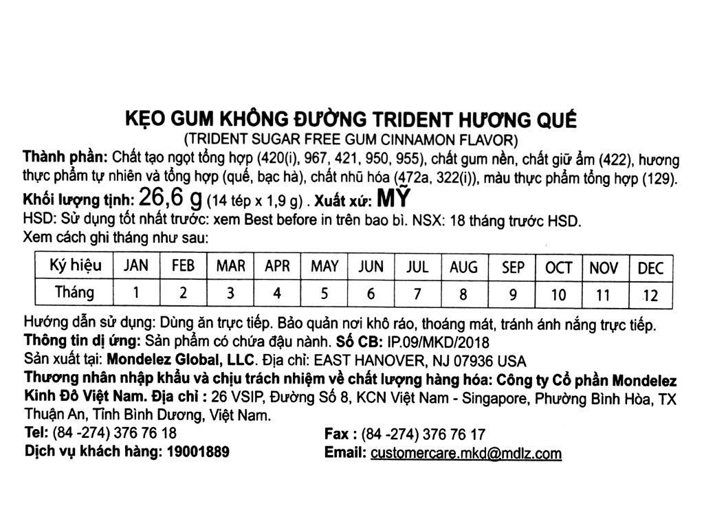 Kẹo Cao Su Trident Các Vị