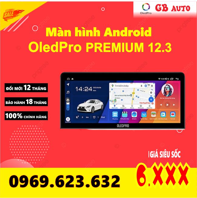 Màn hình dvd android ô tô oledpro premium 12.3 inch ram3/4/6-32/64/128g liền cam 360